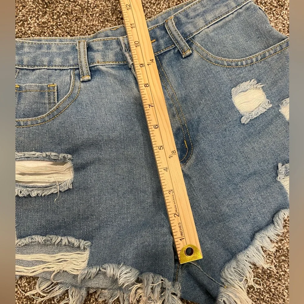 Shein High Waisted Destroyed Cutoff Denim Jean Shorts - Picture 8 of 8